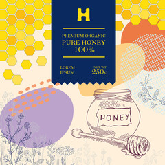 Wall Mural - Best pure honey. Packaging design or label.