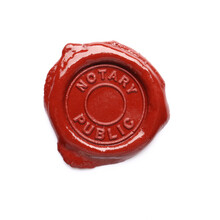 Wax Seal Stamp Of Notary Public On White Background