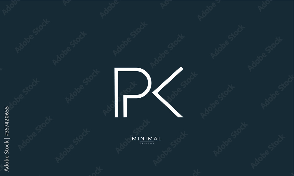 Alphabet letter icon logo PK - obrazy, fototapety, plakaty 