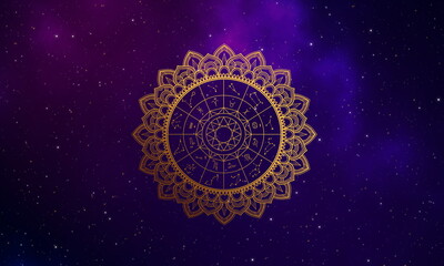luxury astrology chart and galaxy background