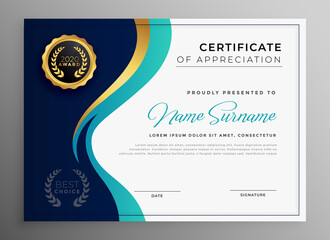 Wall Mural - stylish premium certificate of appreciate template design