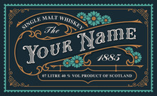 A Vintage Whiskey Label Template, Isolated On Dark Background.