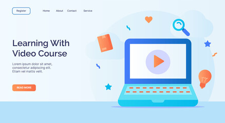 Wall Mural - learning with video course for campaign web website home homepage landing page template with filled 