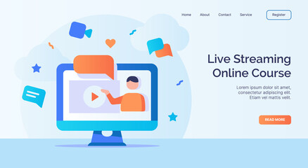 Wall Mural - live streaming online course for campaign web website home homepage landing page template with fille