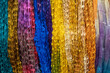 A display of multi colored curtain material