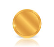 Gold coin with reflection. Money in a relistic style.