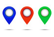 Set of geolocation icons. Label. Map pointer.