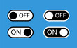 Toggle buttons. Button icons set. On Off