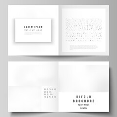 Vector layout of two covers templates for square design bifold brochure, flyer, magazine, cover design, brochure cover. Halftone effect decoration with dots. Dotted pattern for grunge style decoration