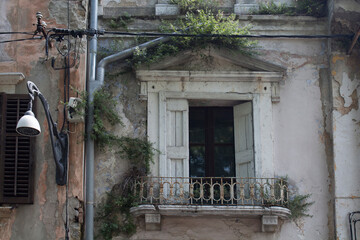 Close up view of old, historical building in Catania