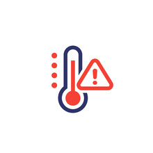 High Temperature Warning Icon On White