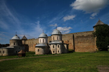 Ivangorod fortress on the Russian-Estonian border in summer