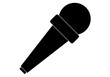 Icono negro de un micrófono en fondo blanco.