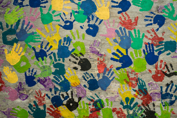 Poster - seamless pattern with colorful hands