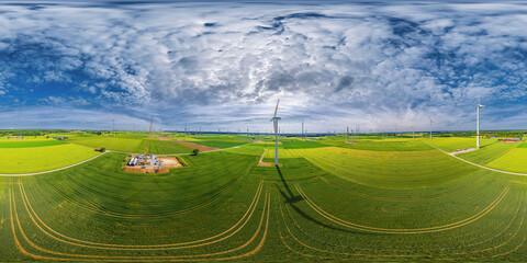 Wall Mural - wind energy park in the fields 360° vr