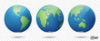 3D isolated vector earth, globe with view of the continents of North and South America, Europe, Asia, Africa