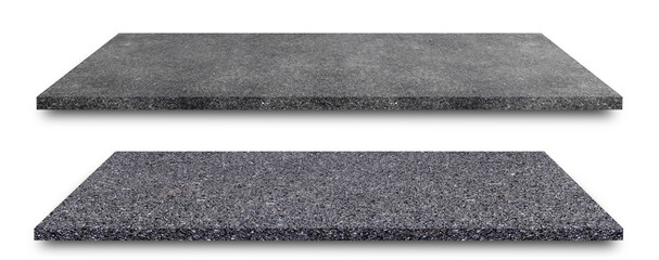 Side view of Asphalt straight street roadway texture surface of lanes isolated on white background. (Clipping path)