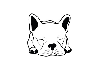 Wall Mural - Sleeping French Bulldog Vector in Black & White