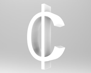 Cent symbol sign isolated centas sent   3d render