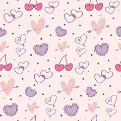 Wall Mural - Valentine's Day Doodle Seamless Background