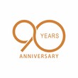 Vector 90 year anniversary, birthday logo label. Year. Vector illustration. Isolated against a white background.
