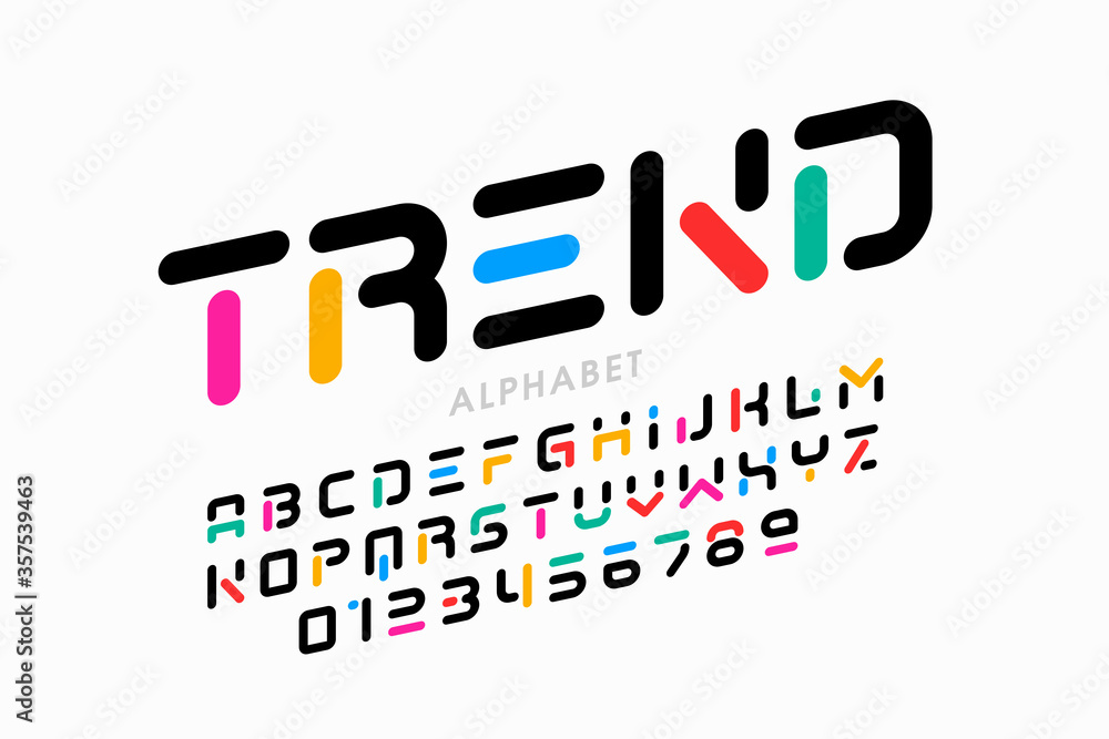 Modern font design, trendy alphabet letters and numbers Stock Vector ...