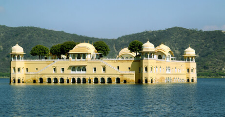 Jal mahal  jaipur, rajasthan, india, 2011. The Jal Mahal palace is an architectural of the Rajput style. The palace, built-in red sandstone, is a five storied building.