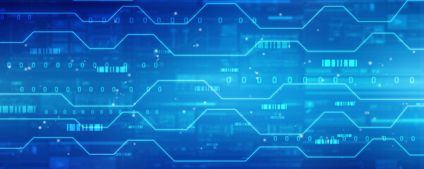 2d illustration abstract digital binary data on computer screen