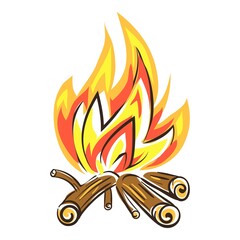 Poster - Burning campfire icon. Cartoon of burning campfire vector icon for web design isolated on white background