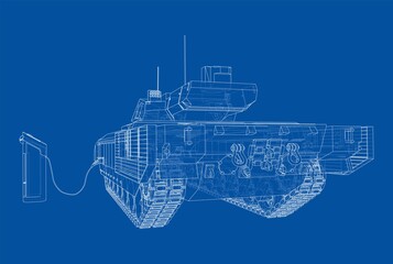 Poster - Electric Tank Charging Station Sketch. Vector