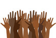 black lives matter words concept banner or poster with many black human hands, stock vector illustration