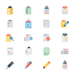 Wall Mural - Clipboard Document Flat Icons Pack 