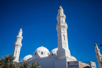 Wall Mural - Quba Mosque, the first mosque build by prophet Muhammad in Medina, Saudi Arabia. A Historical and heritage building, visited by pilgrims during hajj and umrah.