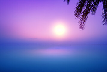 Fototapete - Dead Sea in the early morning. Wild nature. Tropical minimalist landscape. Sunrise over the sea. Summertime