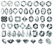 Illustration set of precious stones of different cuts and shapes