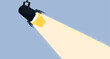 Spotlight shining flat illustration. Movie spotlight on blue background. flat style. vector illustration