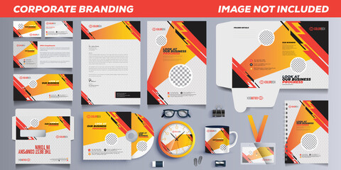 Colorful Corporate branding identity for Creative Business Stationery vector template on the Gray background.