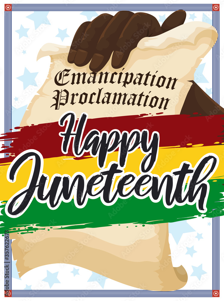 Happynet Proclamation Hand Holding Emancipation Proclamation and Splashes to Commemorate ...