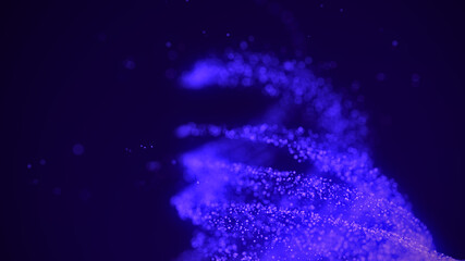 Fototapete - A vortex of lighting particles. A tornado of twisted glowing blue dots. Abstract digital background with beautiful swirls. 3D tunnel or wormhole. 3D rendering.
