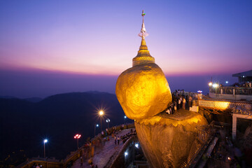 Kyaiktiyo Pagoda or Golden Rock, It's the third most important Buddhist pilgrimage site in Myanmar