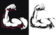 Silhouette arm bicep muscle flexing bodybuilding gym fitness pose close up vector icon logo isolated illustration on white background