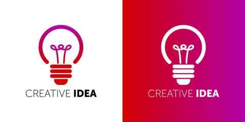 stylized set of vector lightbulbs. collection colorful logotypes. new idea symbols. flat bright cart
