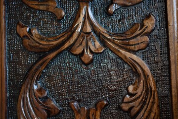 Sticker - Closeup shot of a surface with wooden patterns