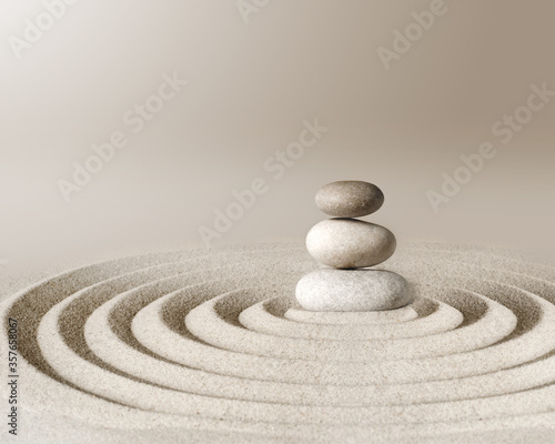 Cuadros en Lienzo Japanese zen garden meditation stone, concentration and relaxation sand and rock
