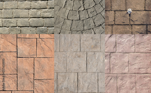 Cuadros en Lienzo Stamped concrete pavement for exterior floor, compositions with many designs dec