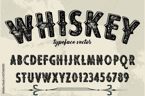 Cuadros en Lienzo alphabet lettering font, typeface vector, vintage font, black style background