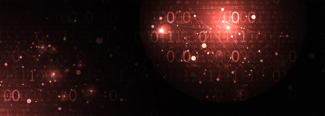 Technology background with plexus effect. Big data concept. Binary computer code.  Vector illustration.