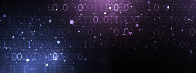Technology background with plexus effect. Big data concept. Binary computer code.  Vector illustration.