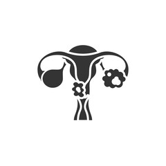 Wall Mural - Cervical cancer glyph black icon. Female reproductive system disease. concept. Malignant neoplasm. Sign for web page, mobile app, button, logo. Vector isolated element.