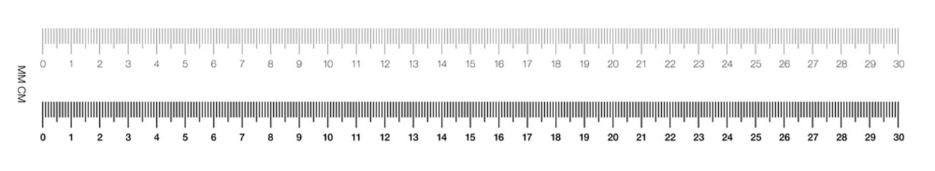 Ruler. Measuring scale, Markup for Rulers. Vector illustration. Centimeters Scale. Millimeters Scale.